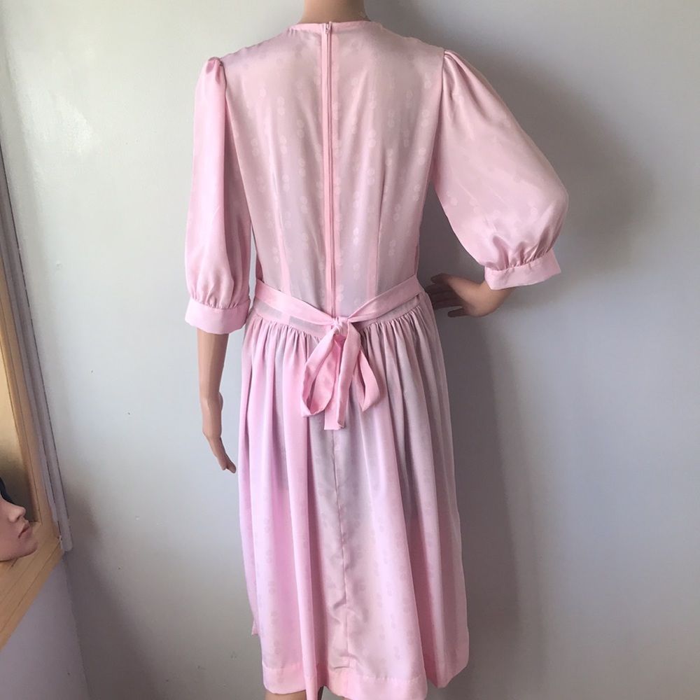 Silky Pink Vintage Cottagecore Dress - Picture 15 of 16